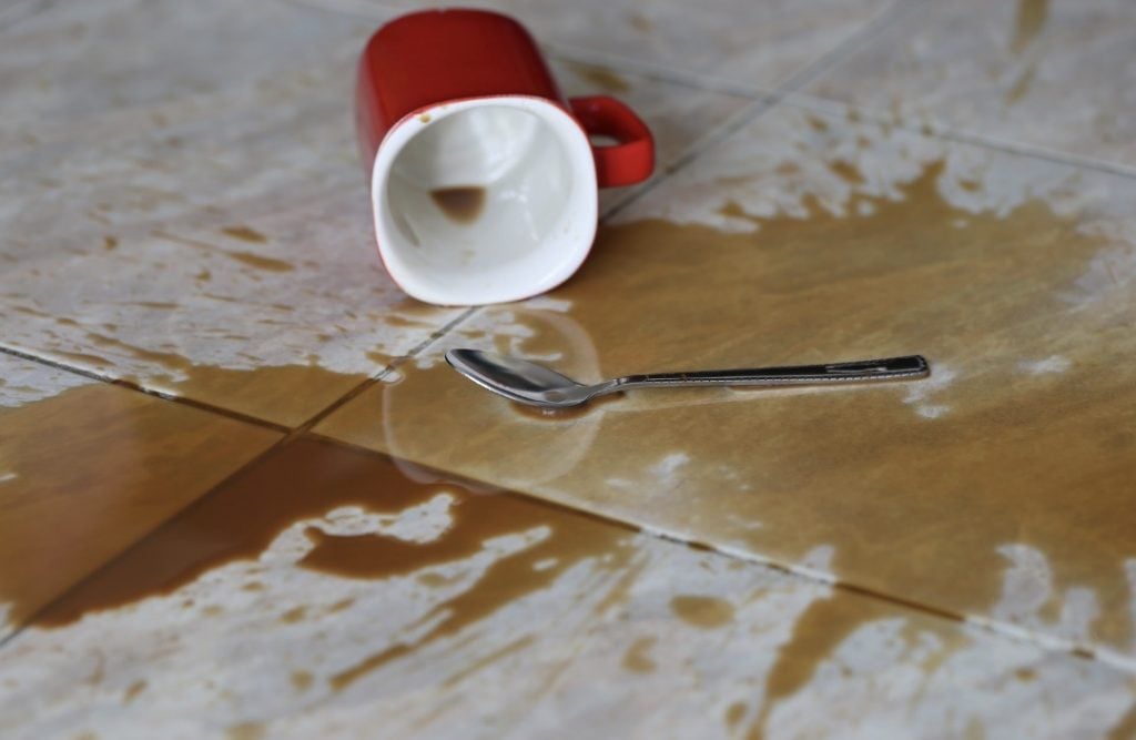 clean tile floors organic stains