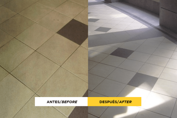 limpiar suelo antideslizante: antes y después